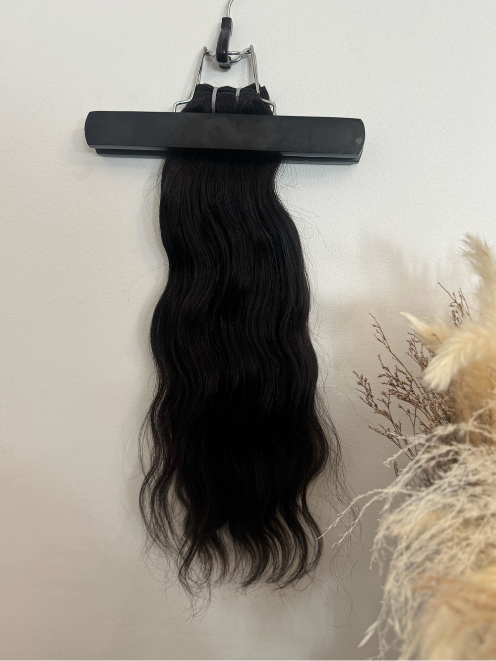 100% Human Hair Weft Extensions 16” Black Natural Wavy